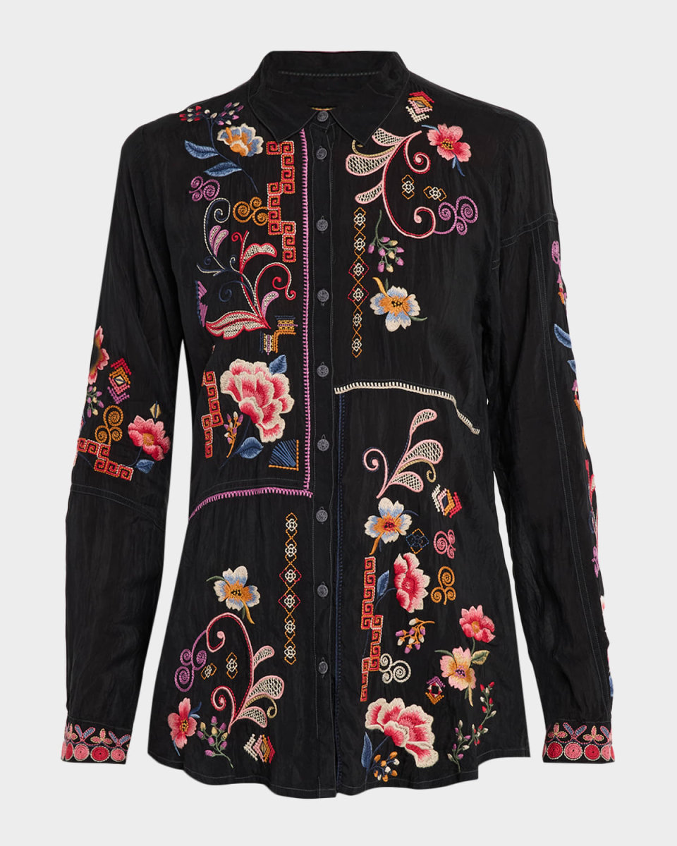 Marcia Embroidered Button-Front Shirt